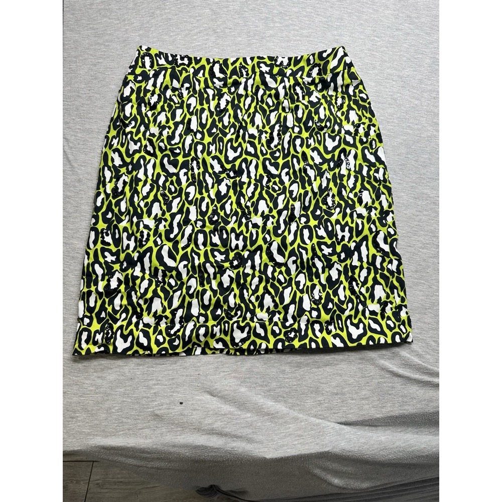 Jade Melody Tam Green/Black Leopard Print Sequined Skirt‎ 10